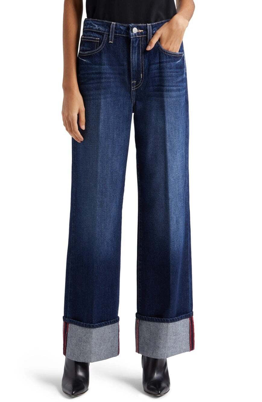 NWT L'Agence Miley Ultra High Rise Wide Leg Jeans Cuff Size 29 New